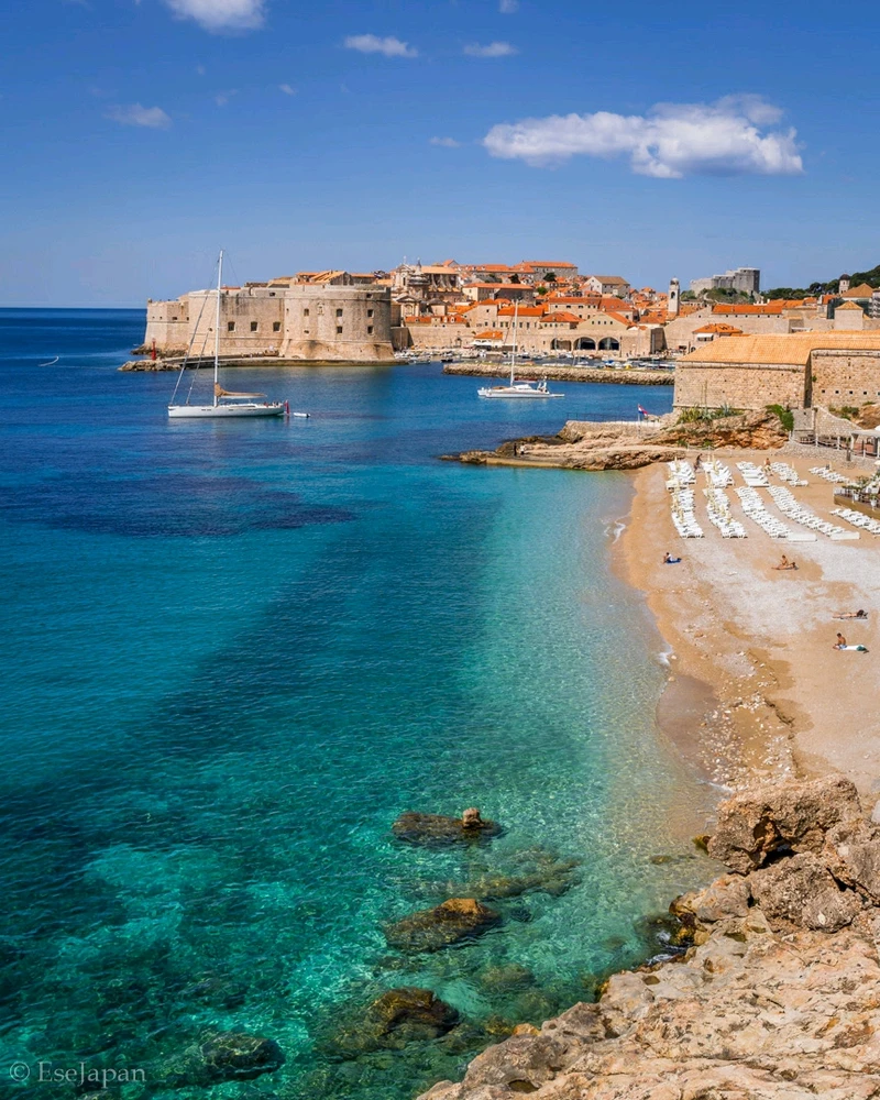Photo taken at beach on Adriatic sea, Dalmatian coast of Dubrovnik, Croatia during summer break, water, ocean