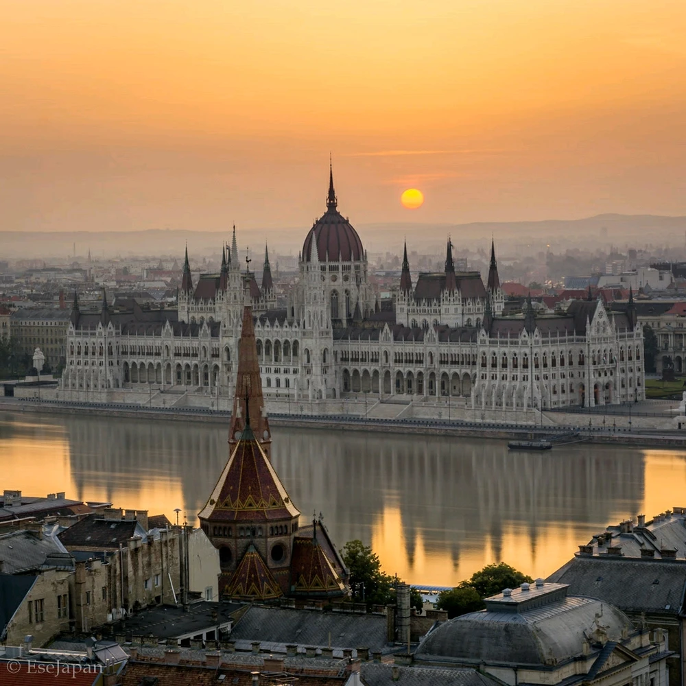 Sunrise photo I took in Budapest over Hungarian parliment. When the water is calm, Danube river will be reflection mirror