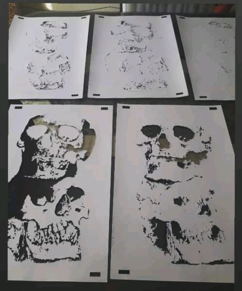 5 layered stencil, cutting paper.