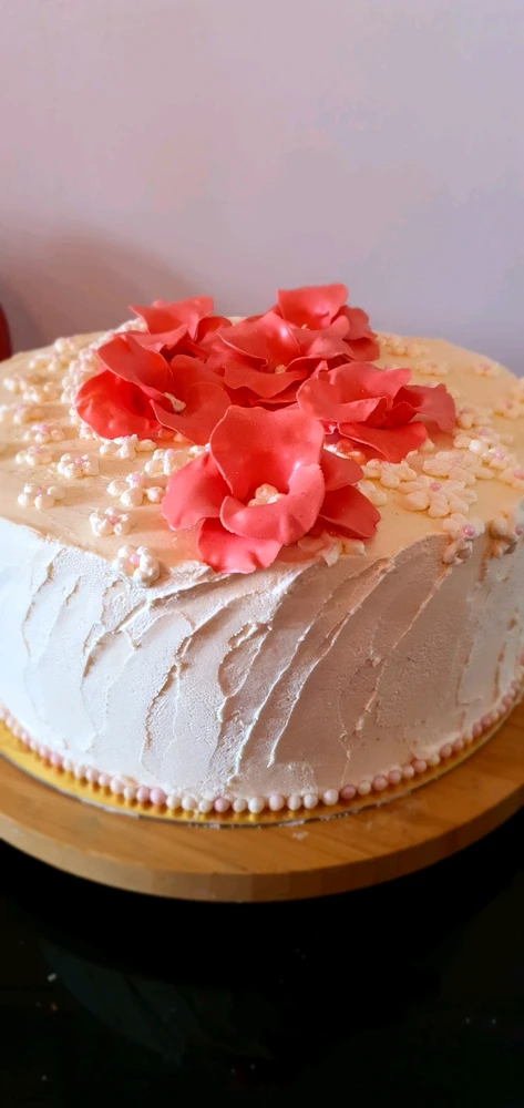 Torta decorada con Flores de fondant 