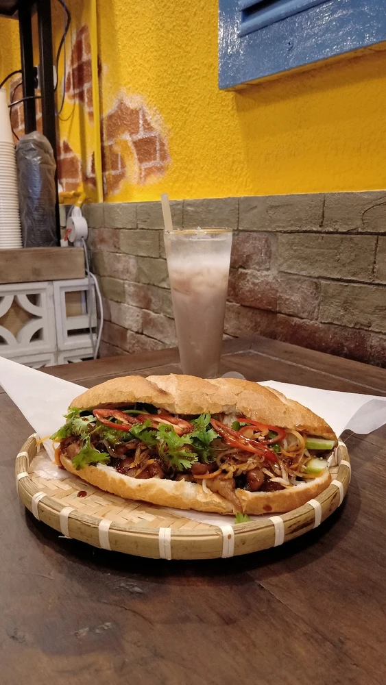 Chicken Banh Mi & Red Bean Drink
