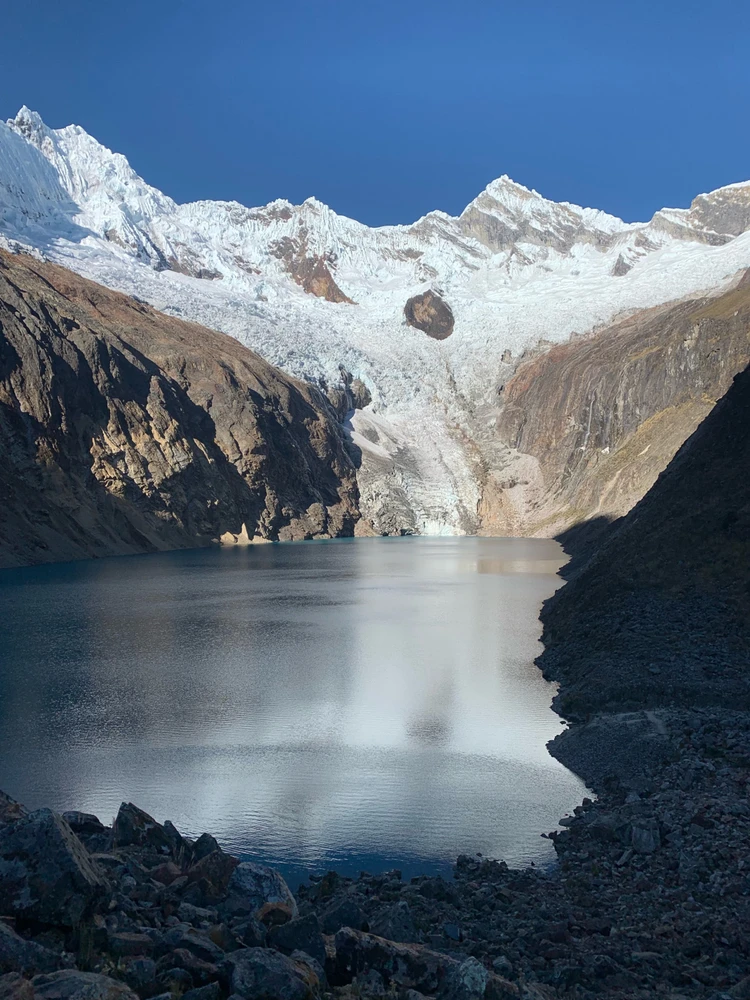 Peruvian Andes reflecting on a glaciar lake