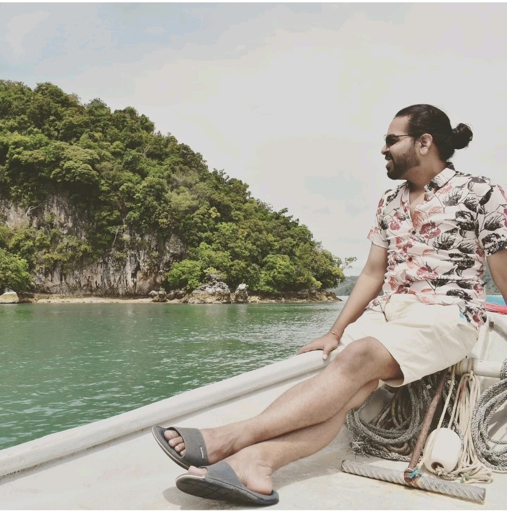 Me just chilling on a work trip during island hopping boat tour