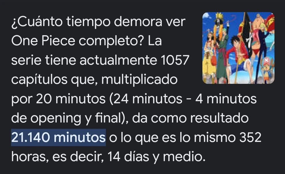 Empecé One piece, creo que lo voy a terminar en 20 años no?
