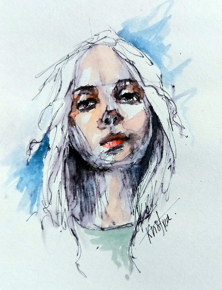 Petite impro à l'encre du commerce et aquarelle.