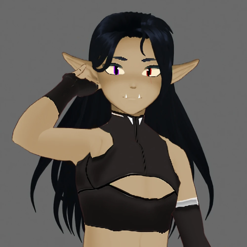 He/him, is a half-orc half-faefolk