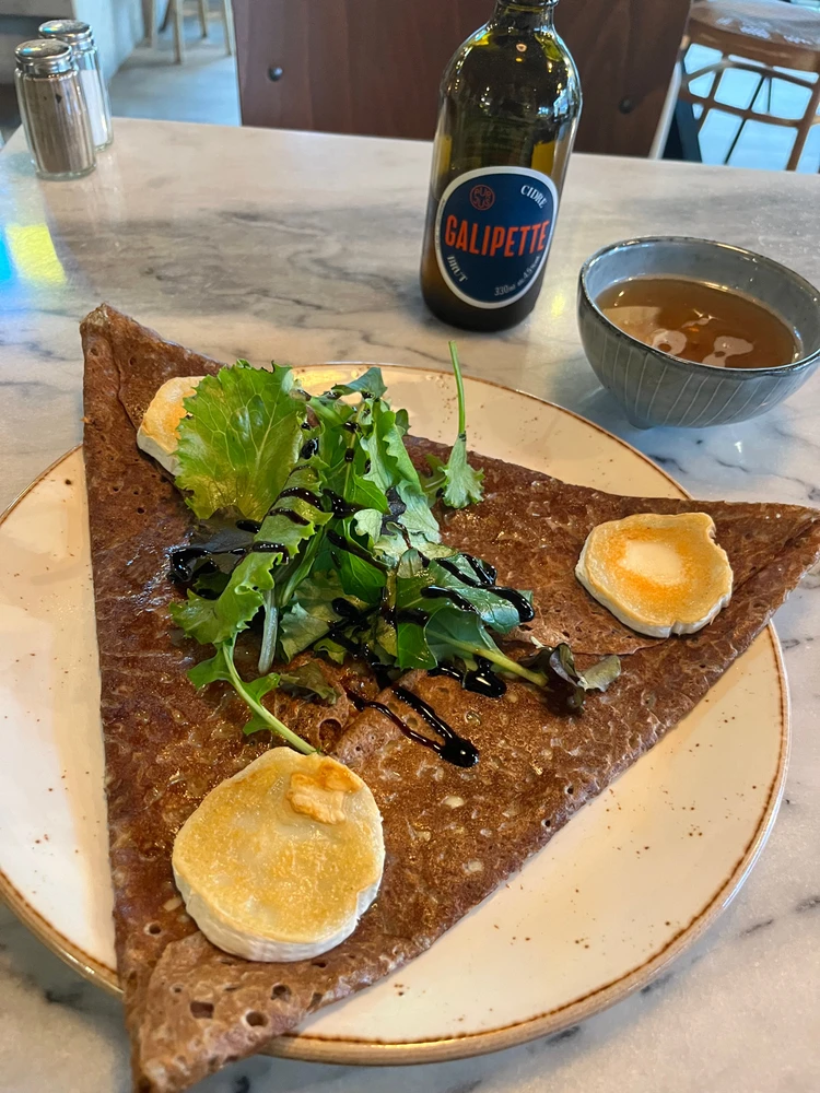 Savory French galette with a cider