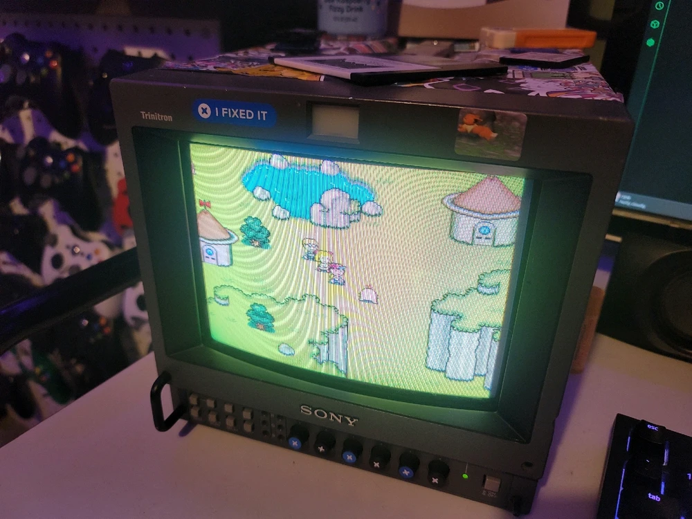 EarthBound running on a little baby man CRT tv