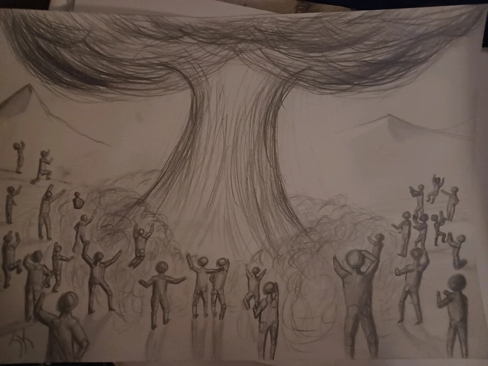 Drawing by me, inspired by the text