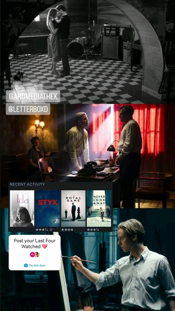 Was waren die vier letzten Filme oder Serien, die ihr gesehen habt?