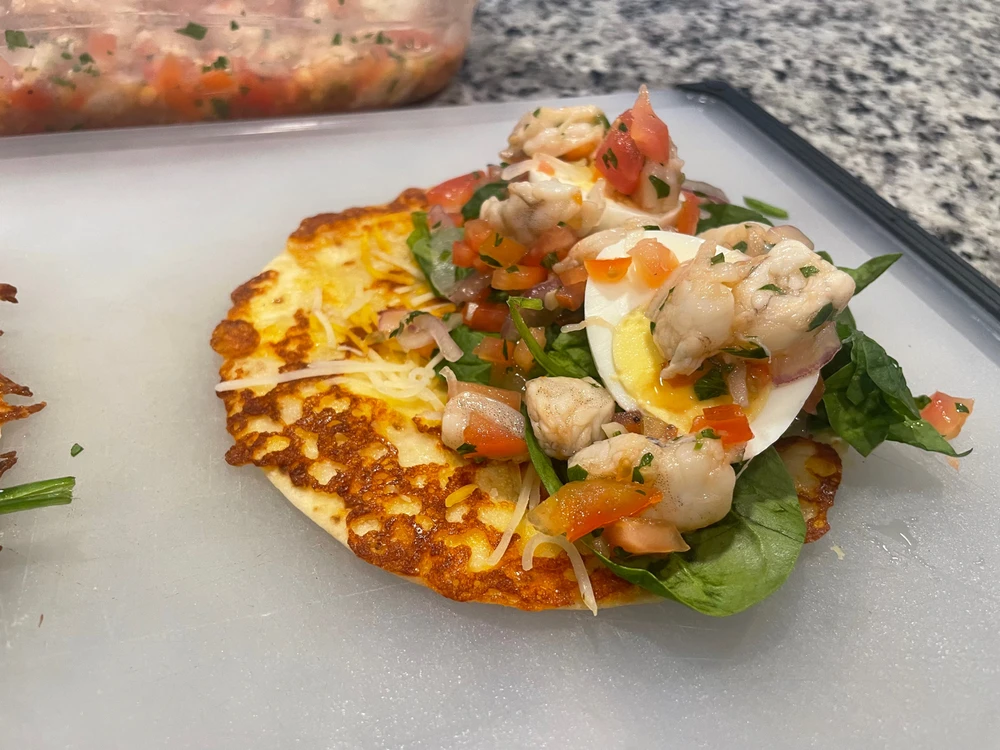 Shrimp Ceviche w/eggs & spincach