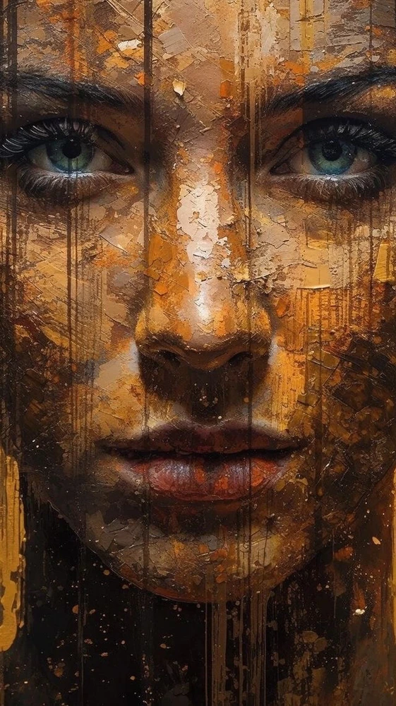 In the ethereal dance of shadows, a woman gazes into the abyss, seeking whispers of the soul. Her eyes, portals to the unseen
