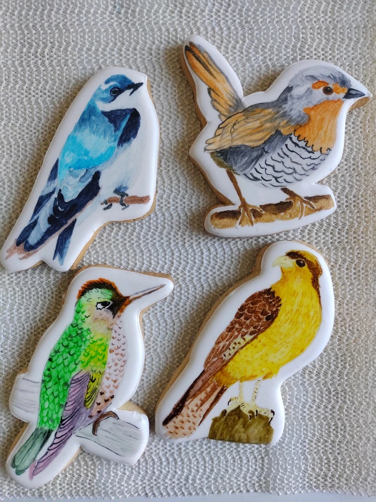 Galletitas glaseadas y pintadas con técnica de acuarela 