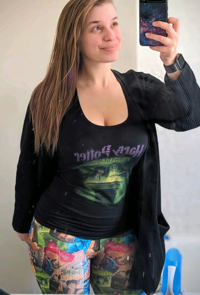 Harry Potter and the Half Blood Prince tank top & leggings with all the original colorful Harry Potter book covers