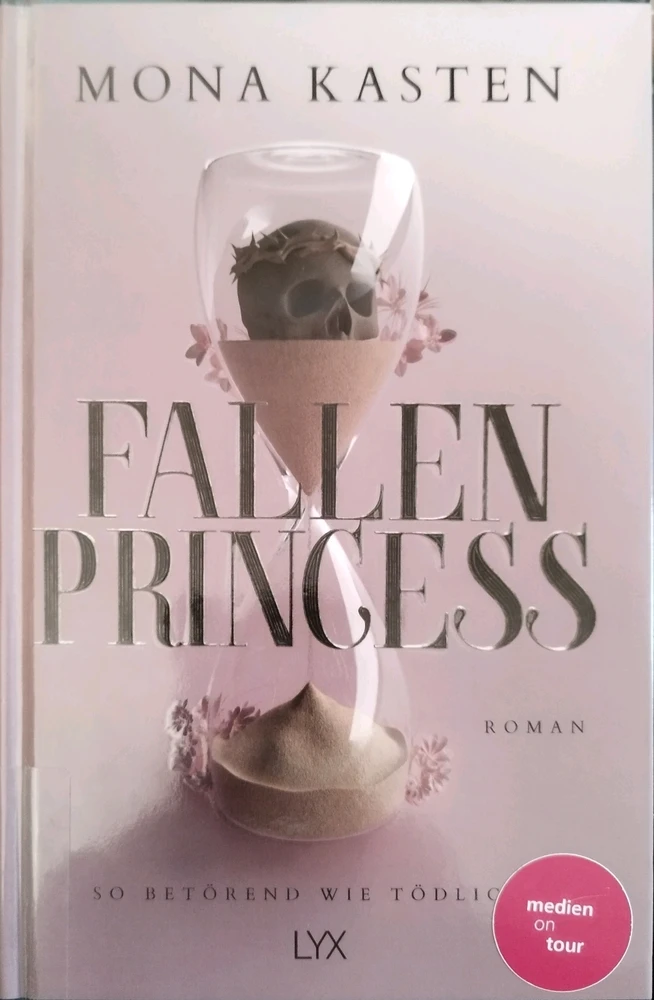 Auf dem Bild ist eine Sanduhr mit einen schwarzen Totenkopf zu sehen
Das Buch ist dunkel rosa und die Schrift schwarz