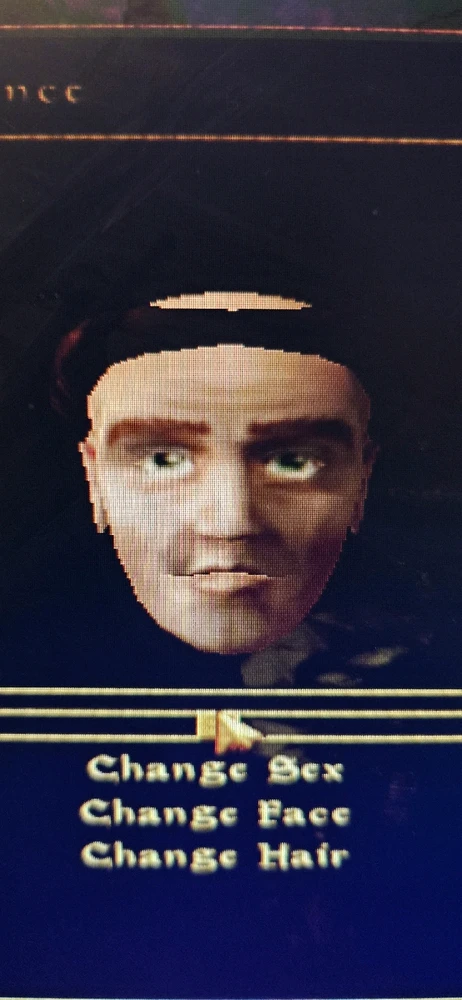The initial portrait for a Breton character in the game morrowind 