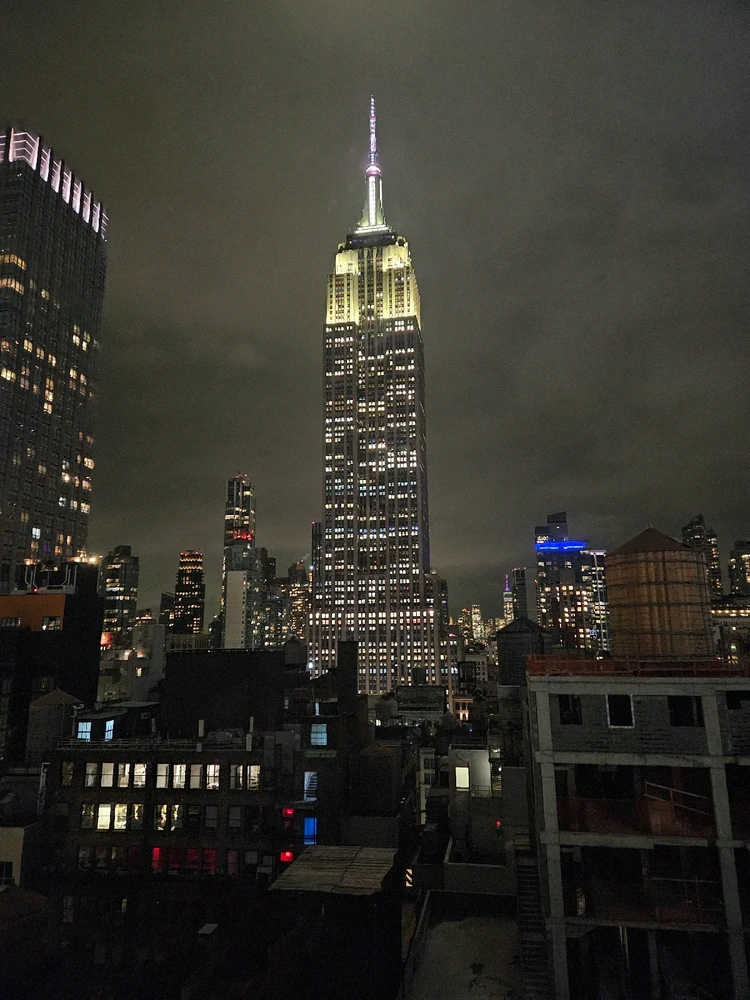 Empire State Building in New York City illuminated in white 