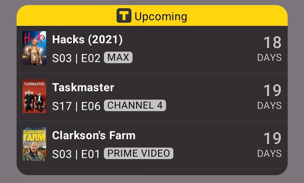 Upcoming TV shows
