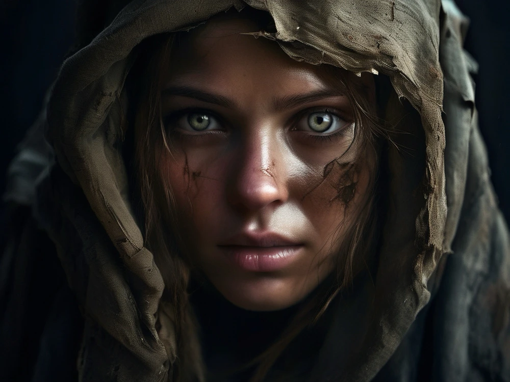 Post apocalyptic portrait of a woman using Ai.