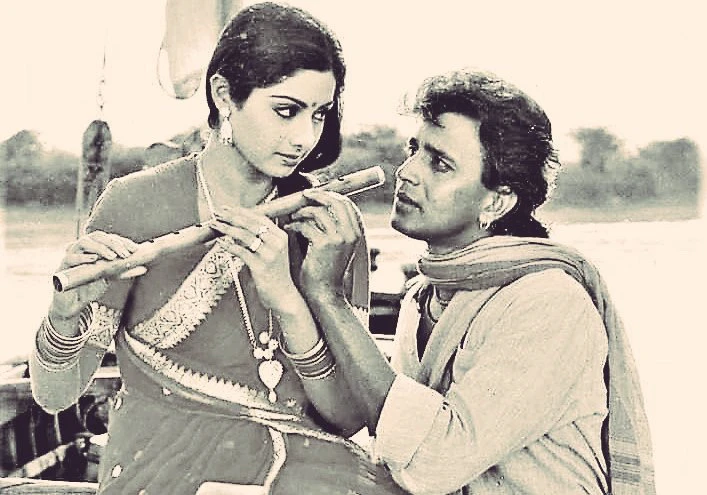 (1984) Sridevi and Mithun Chakraborty in 'Jaag Utha Insaan'.