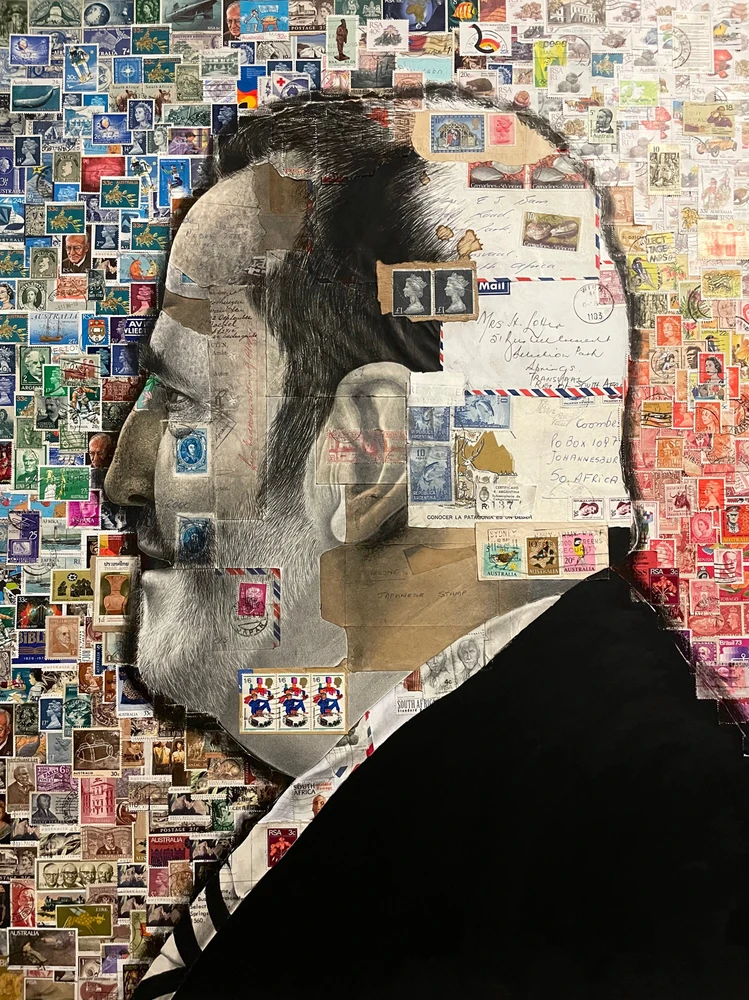 Mixed media - A1 - stamp collage and graphite drawing
