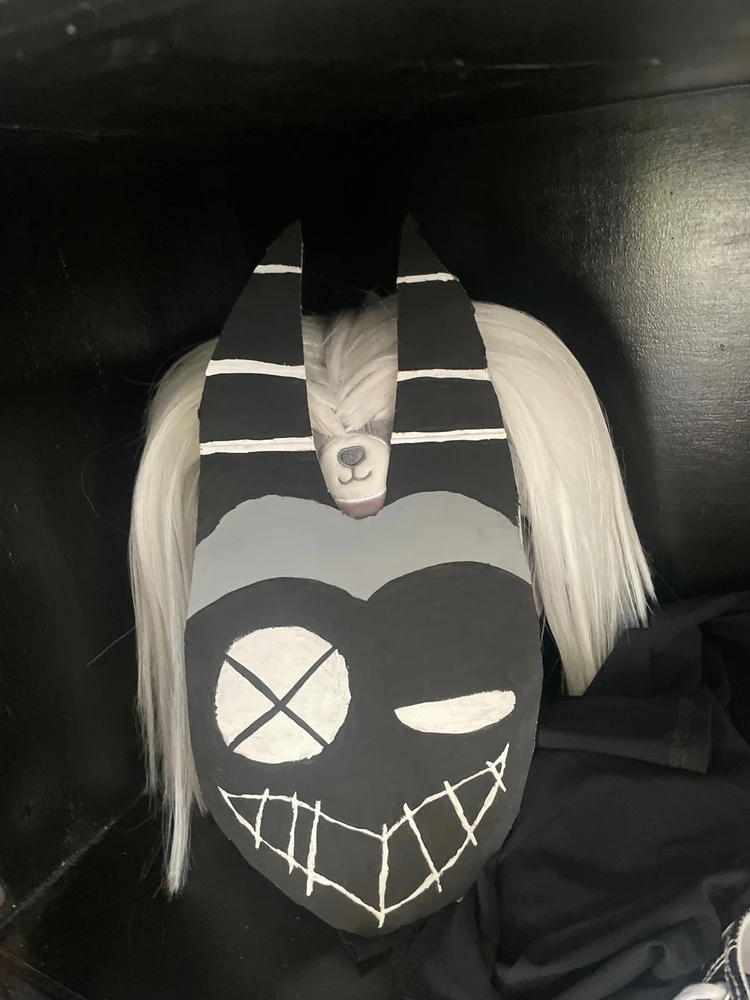 My makeshift wig stand, a squishmallow. 