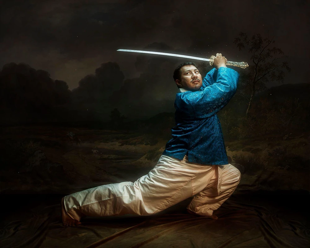 Male Korean Mexican Adam Gutierrez wearing traditional garments