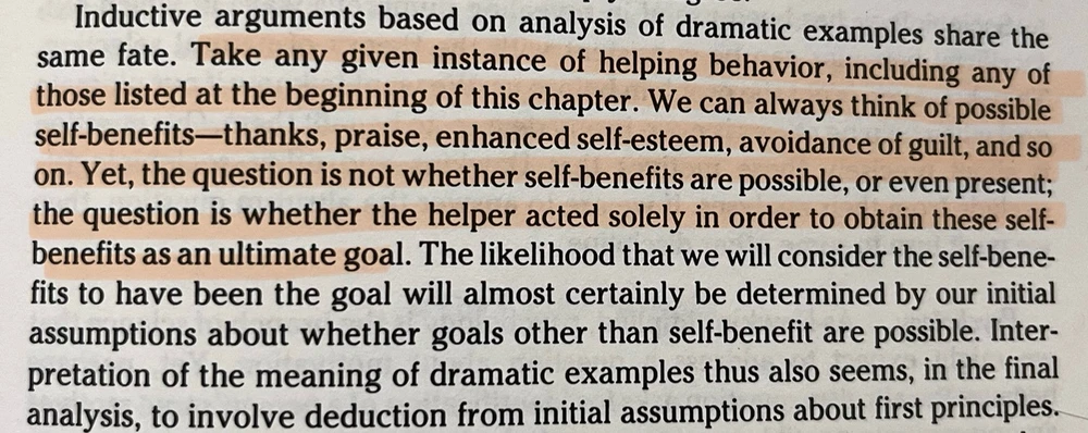 Summary: aultruism isnt about the lack of self-benifit, but rather the motivation of a persons behavior.