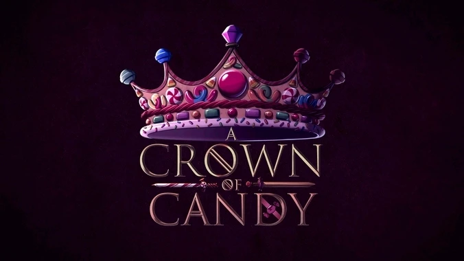 Logo for A Crown of Candy, featuring a medieval crown made from candy
