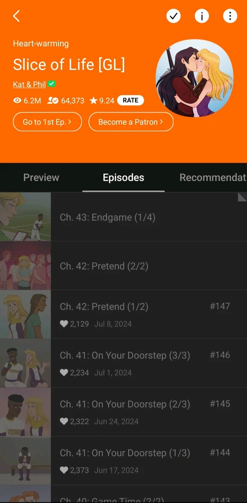 A screenshot of an online comic from the app Webtoon called "Slice of life"