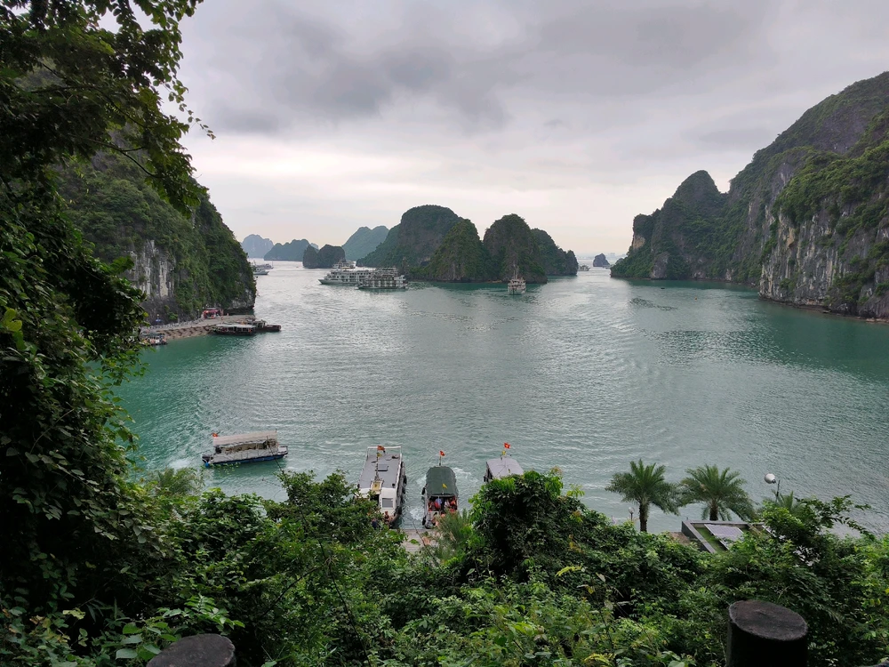  scenic view from sung sot caves at halong bay Vietnam 🐲