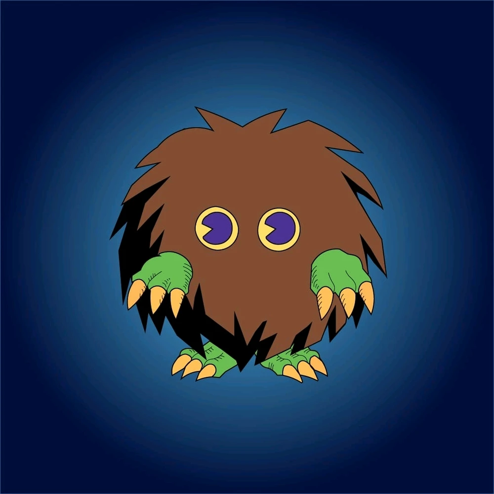 ilustração do monstro "Kuriboh" do anime "Yu-Gi-Oh"