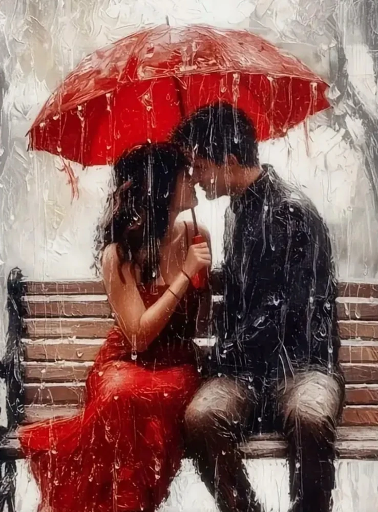 Romance under umbrella ! 
