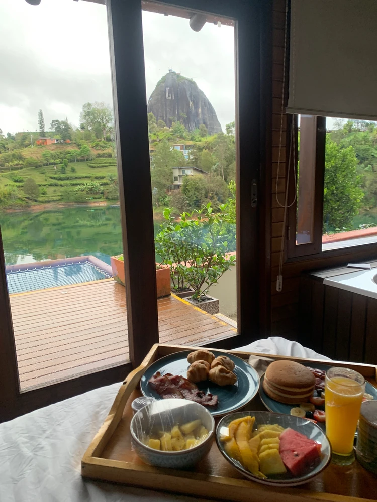 Breakfast in bed in Guatape, Colombia 