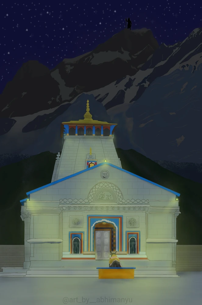 Kedarnath night view illustration made my me 