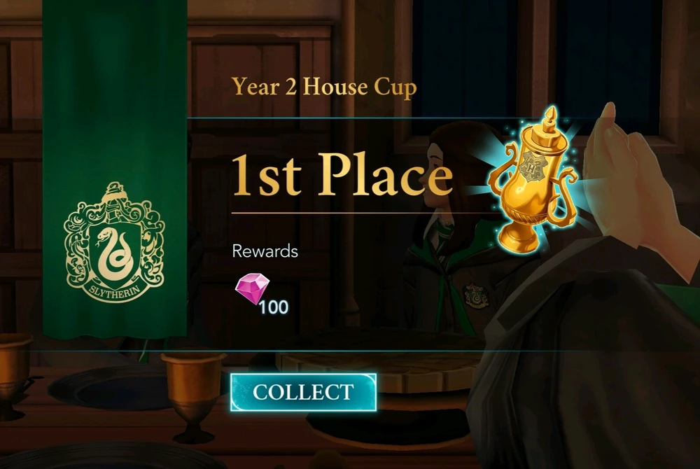 Yay I won my first house cup let's go slytherins😁🥳