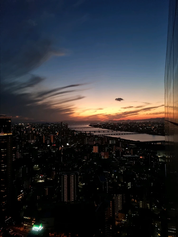 View of Osaka at sunset