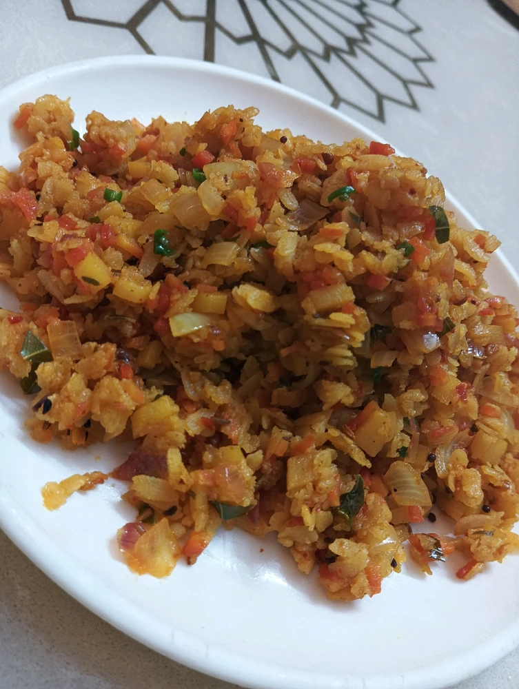 Poha with extra stuff 😎