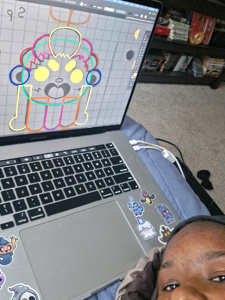 Me sleepy, mapping out the parts of my art to piece it together easily.