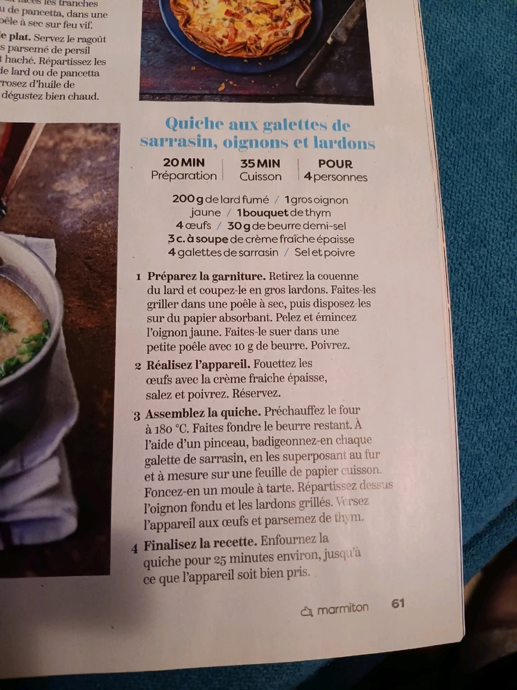 Quiche aux galettes de sarrasin