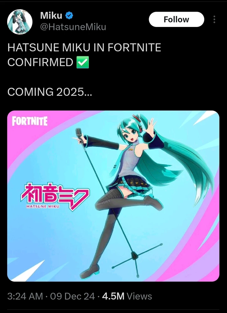 Miku is gonna be on Fornite???