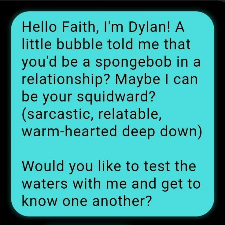 Context: This girl said dating her would be like living with spongebob.