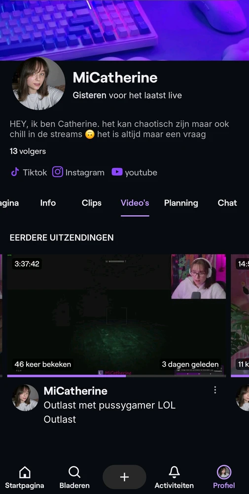 Twitch: MiCatherine

Heyy, ik ben MiCatherine (twitch), ik ben net begonnen met streamen op twitch en ik zou het heel leuk vinden als mensen mijn streams komen bekijken en een gesprek willen starten. Als je dat leuk lijkt dan :) ik stream voornamelijk horror omdat dat een reactie uitlokt bij mij XD