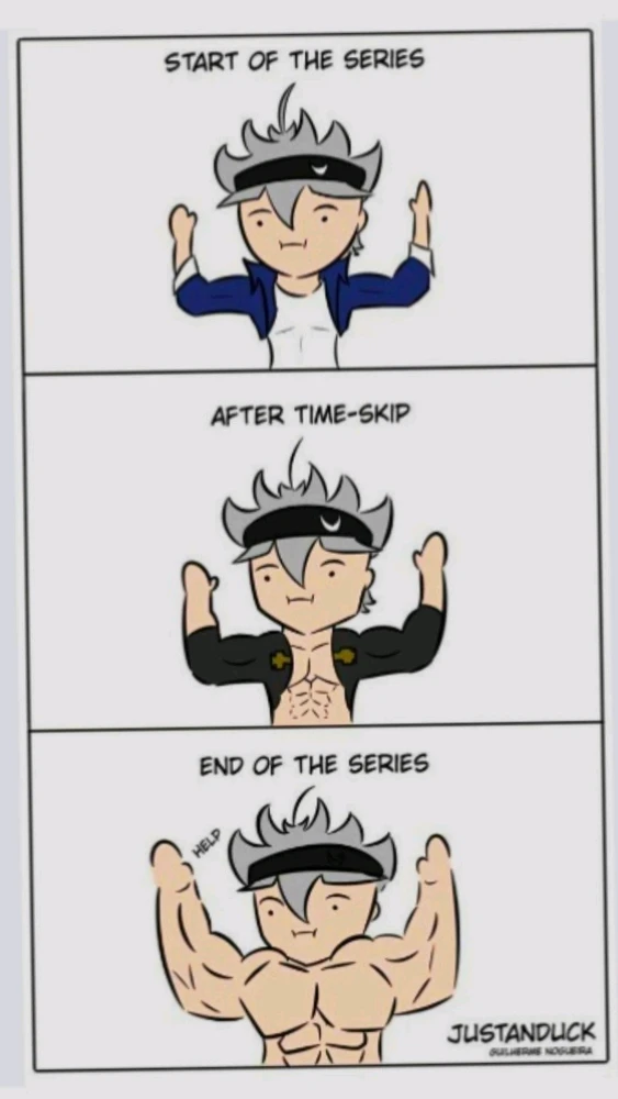 Anime logic made this man taller sidewards after puberty and not height