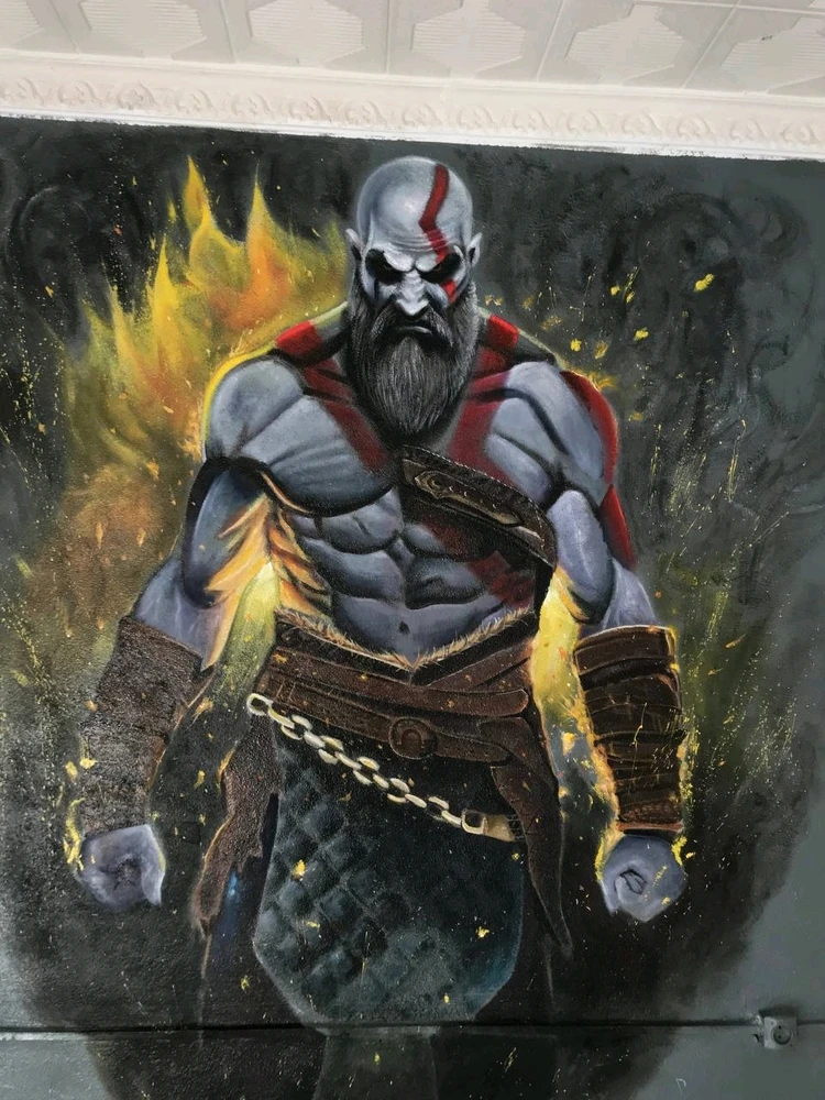 God of war painting on wall 