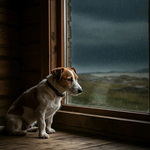 Jack Russell przy oknie