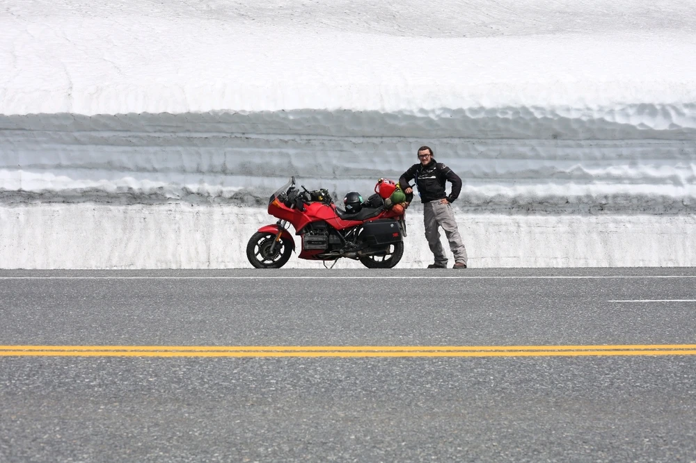 Even in June, the Thomson Pass had 10 - 15 ft snow drifts along the road.