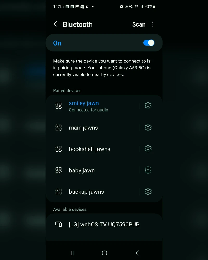 phone settings for bluetooth devices