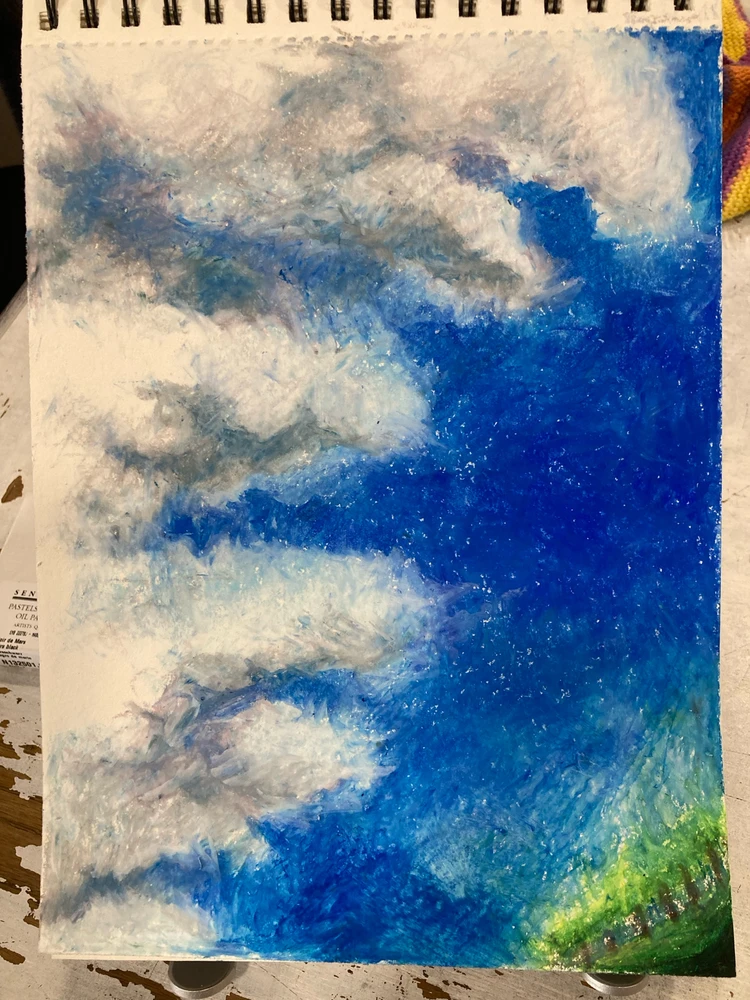 クレヨンで描かれた青い空