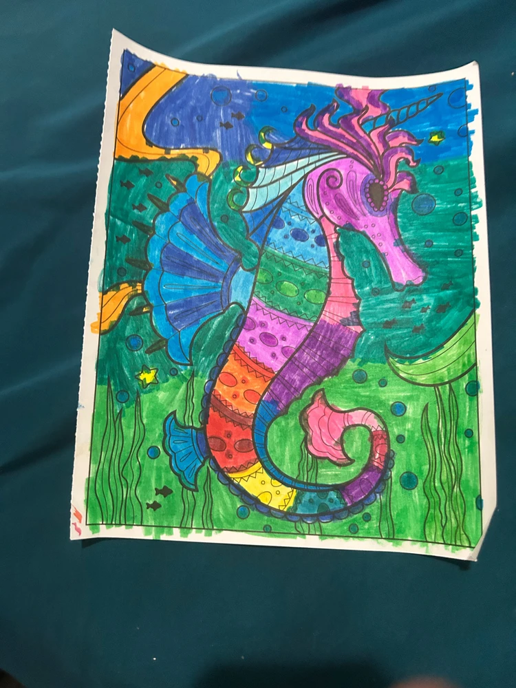 A seahorse in fantasy waters  